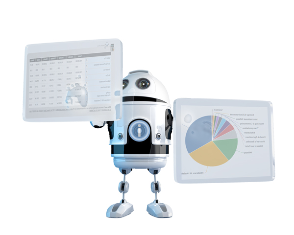 image depicting a robot programming the Federal Budget calculation to show the expenditure per financial category for the transposed cost to a tax payer earning 0.00 per year